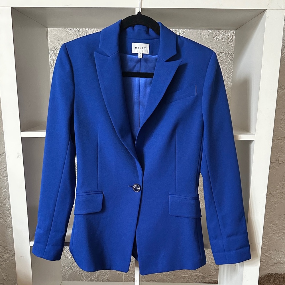 Milly Electric Blue Single-Button Tailored Blazer